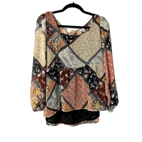 American Eagle Floral Long Sleeve Square Neck Tie Back Cutouts Size M NWOT - Picture 1 of 10